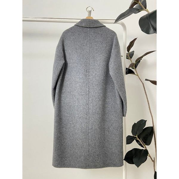 Gray Double Breasted Slimming Woolen Coat Outerwear Bigbuy
