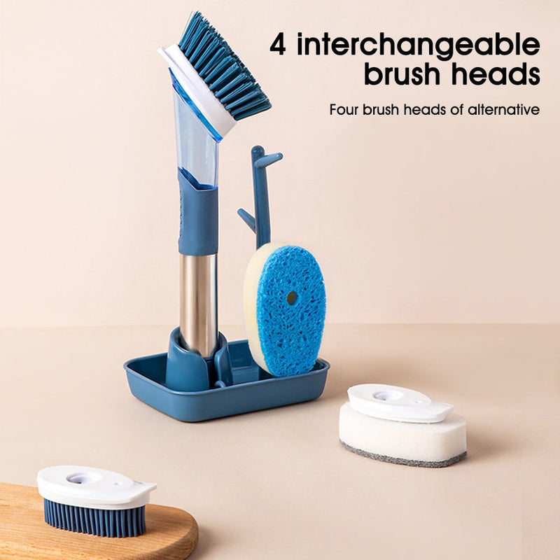 New Multifunctional Dish Brush Household Kitchen Oily Sponge Long Handle Cleaning Brush Bigbuy