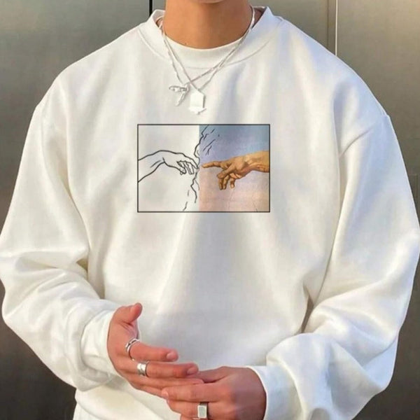 Street Style Men's Hand Printed Sweatshirt Bigbuy