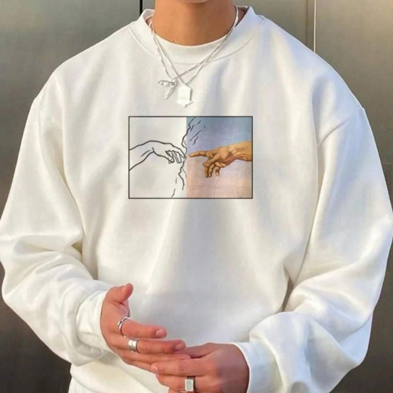 Street Style Men's Hand Printed Sweatshirt Bigbuy