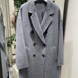 Gray Double Breasted Slimming Woolen Coat Outerwear Bigbuy