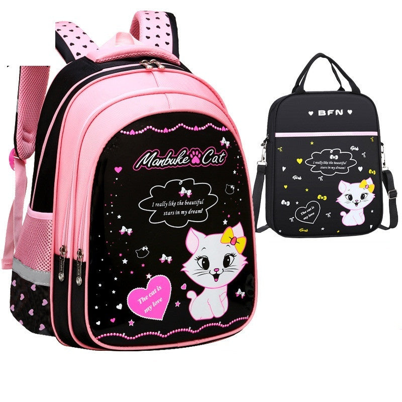 Kids School Cute Cat Print Backpack Bigbuy