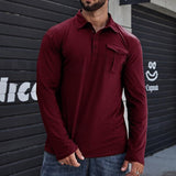Lapel European And American Men's Shirt Solid Color Long Sleeve Bigbuy