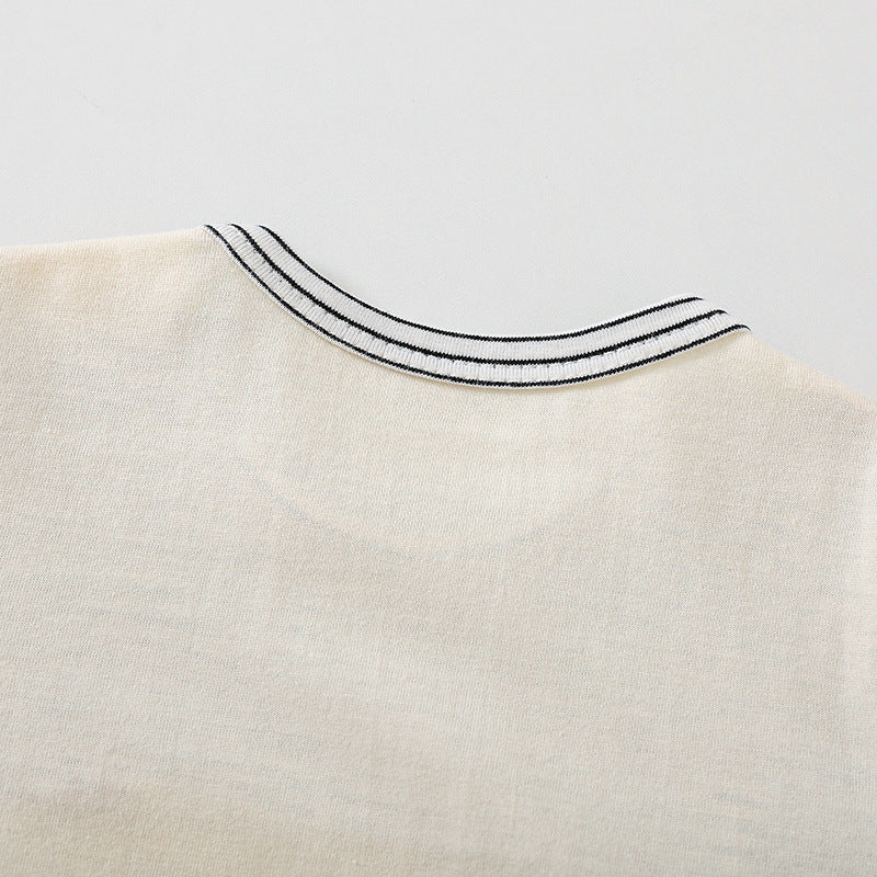 Cartoon Bear Print Baby Short Sleeve Rompers Bigbuy