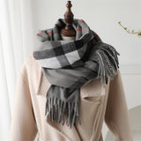 Cashmere-like Plaid Warm Shawl Scarf Unisex All-matching Bigbuy