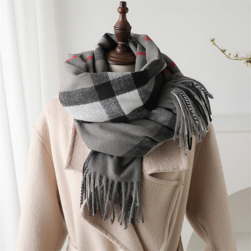 Cashmere-like Plaid Warm Shawl Scarf Unisex All-matching Bigbuy