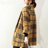 Buckle Lapel Long Sleeve Fashion Hepburn Style Woolen Coat Bigbuy
