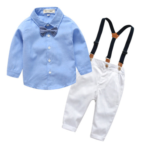 Boys Gentleman Bib Pant Suit Long Sleeve Bow Tie Bigbuy