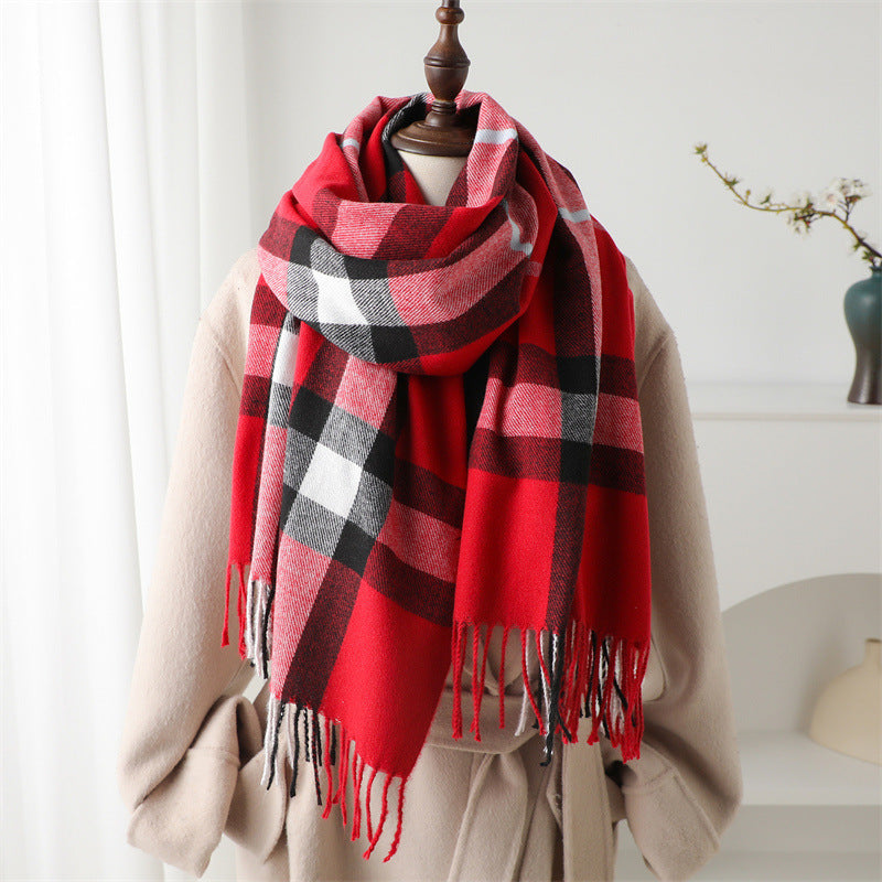 Cashmere-like Plaid Warm Shawl Scarf Unisex All-matching Bigbuy