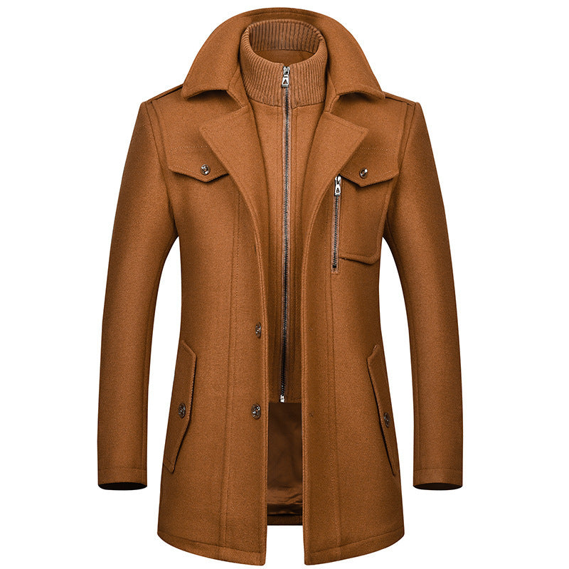 Men's Woolen Coat Fashion Double Collar Cold-resistant Bigbuy