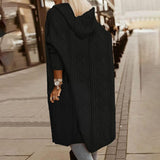 Women's Textured Hooded Longline Jacket, Solid Color Casual Oversized Top With Pockets For Fall & Winter Bigbuy