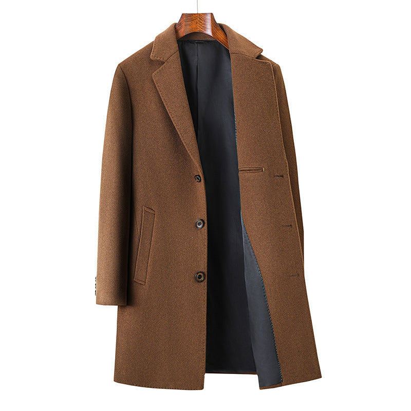 Men's Business Casual Woolen Trench Coat Bigbuy