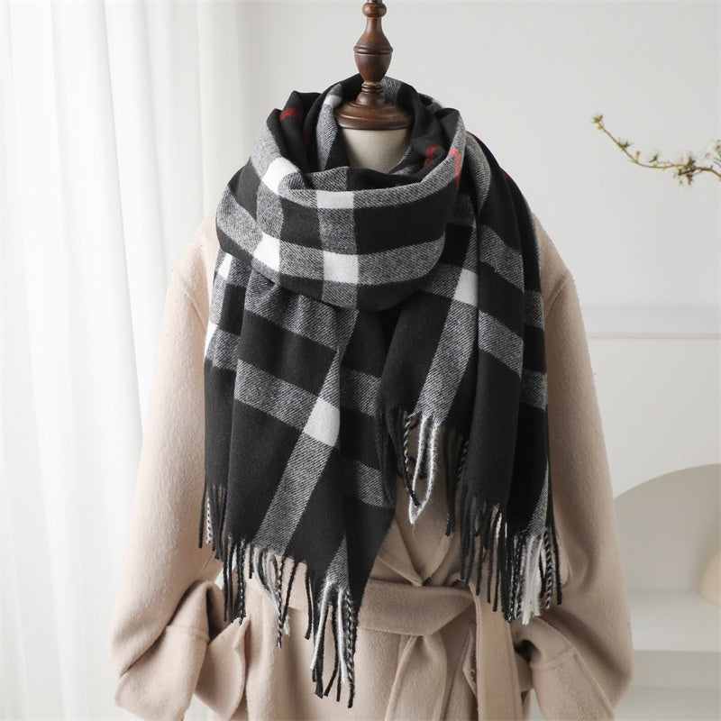 Cashmere-like Plaid Warm Shawl Scarf Unisex All-matching Bigbuy