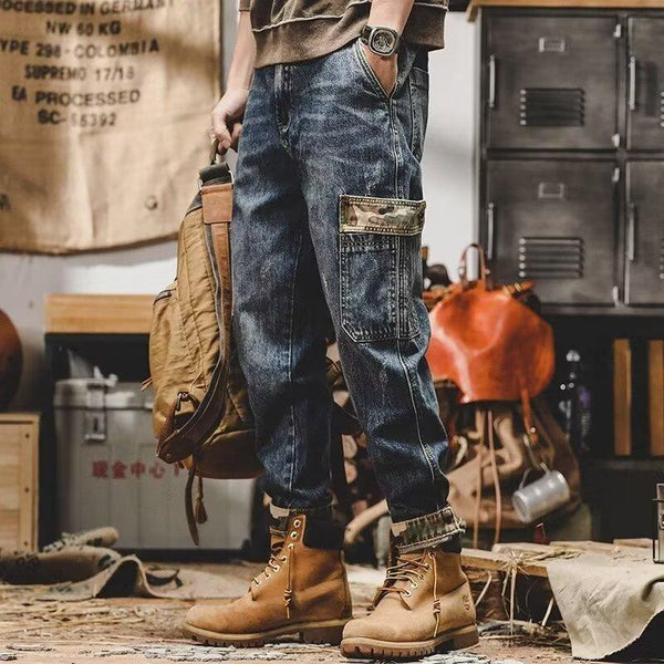 American-style Heavy Distressed Cargo Jeans Men's Loose Bigbuy