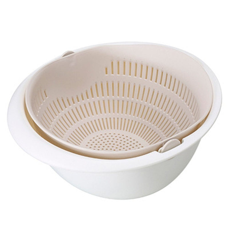 Portable detachable double-layer hollow fruit and vegetable cleaning drain basket Washed rice noodles Bigbuy