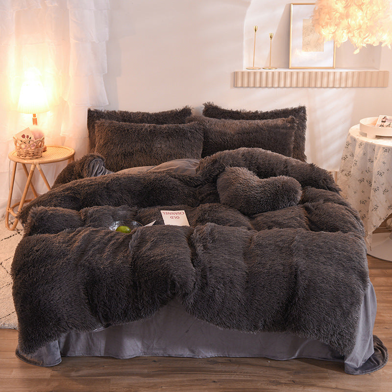 Luxury Thick Fleece Duvet Cover Queen King Winter Warm Bed Quilt Cover Pillowcase Fluffy Plush Shaggy Bedclothes Bedding Set Winter Body Keep Warm Bigbuy
