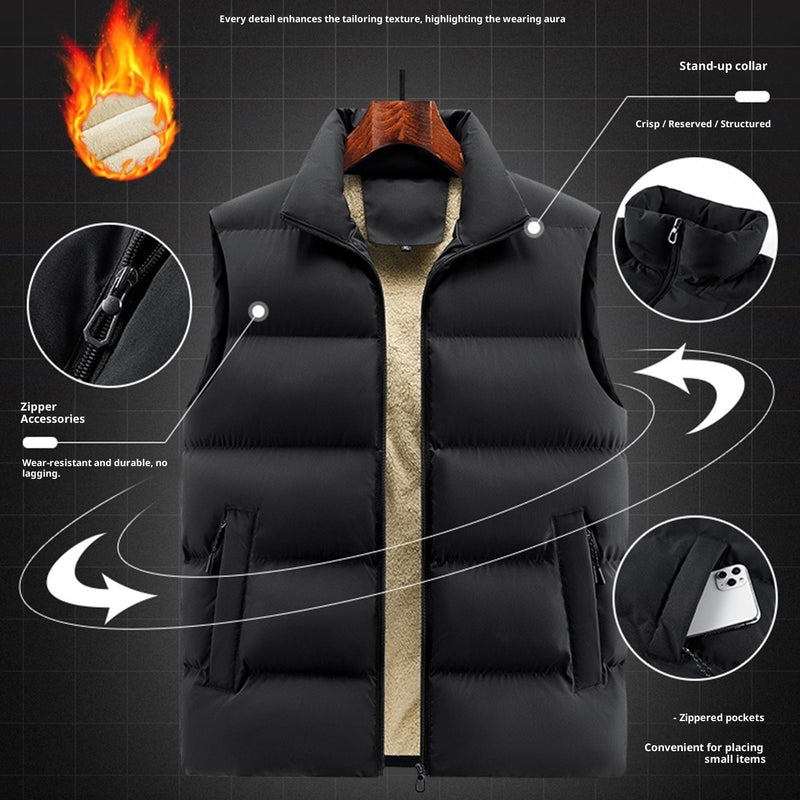 Warm Stand Collar Casual Sleeveless Waistcoat Top For Men Bigbuy
