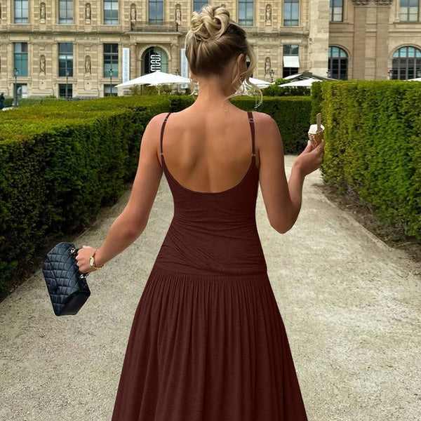 French Style Cold Strap Dress Waist Slimming Bigbuy