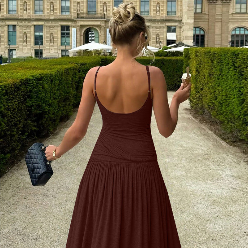 French Style Cold Strap Dress Waist Slimming Bigbuy