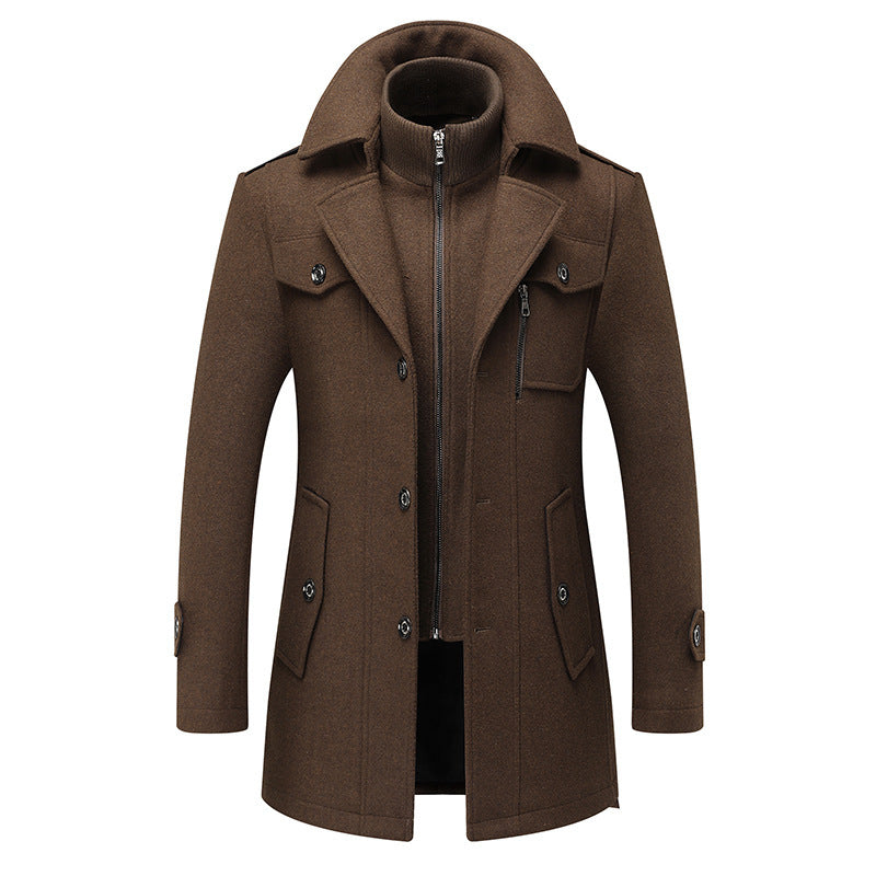 Men's Woolen Coat Fashion Double Collar Cold-resistant Bigbuy