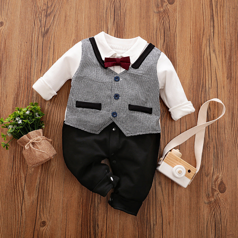 Baby Jumpsuit Spring And Autumn Models Foreign Trade Gentleman Baby Clothes Long-Sleeved Baby Clothes Baby Clothes Bigbuy