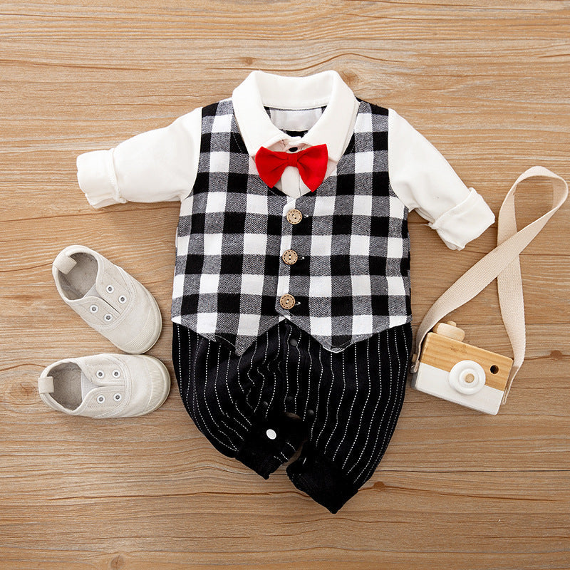 Baby Jumpsuit Spring And Autumn Models Foreign Trade Gentleman Baby Clothes Long-Sleeved Baby Clothes Baby Clothes Bigbuy