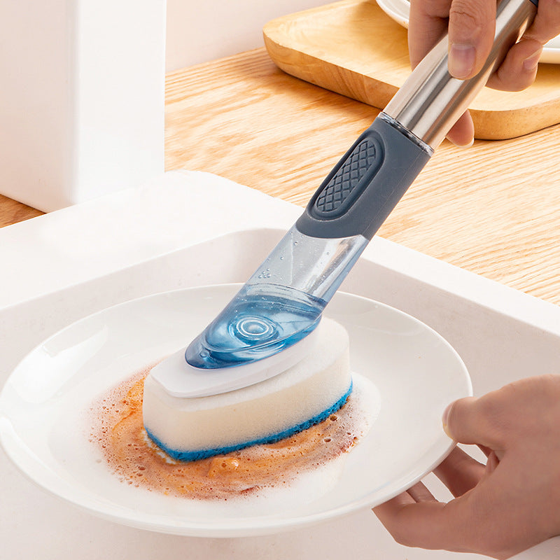 New Multifunctional Dish Brush Household Kitchen Oily Sponge Long Handle Cleaning Brush Bigbuy