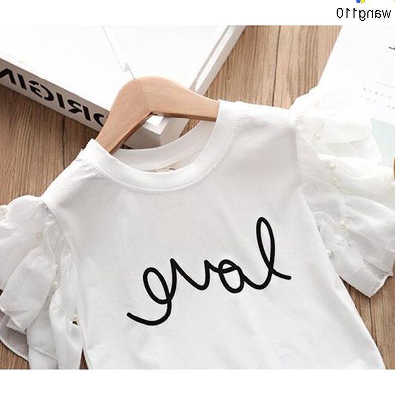 Summer Kids Girls Clothing Sets 2 pcs T-shirt Hole Pants Set Bigbuy