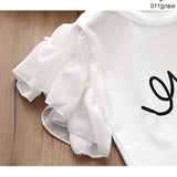 Summer Kids Girls Clothing Sets 2 pcs T-shirt Hole Pants Set Bigbuy