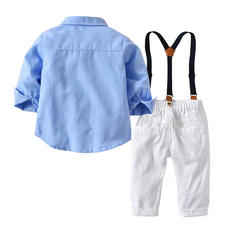Boys Gentleman Bib Pant Suit Long Sleeve Bow Tie Bigbuy