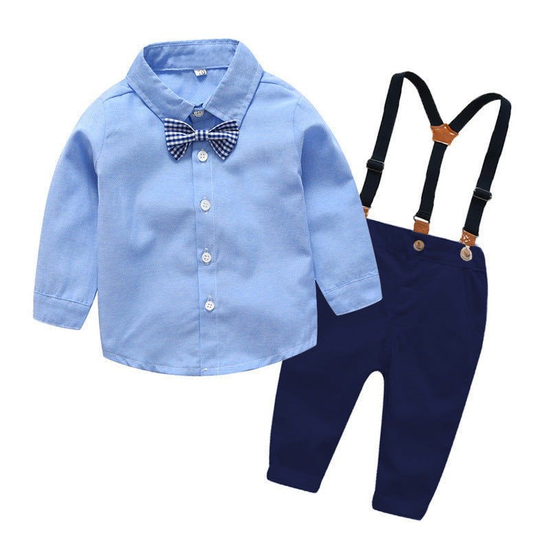 Boys Gentleman Bib Pant Suit Long Sleeve Bow Tie Bigbuy