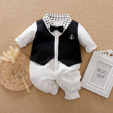 Gentleman's Baby Clothes, Long-sleeved Baby Clothes, Gentleman's Romper Bigbuy