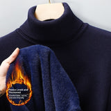 Men's Versatile Knitted Turtleneck Solid Color With Fur Sweater Bigbuy