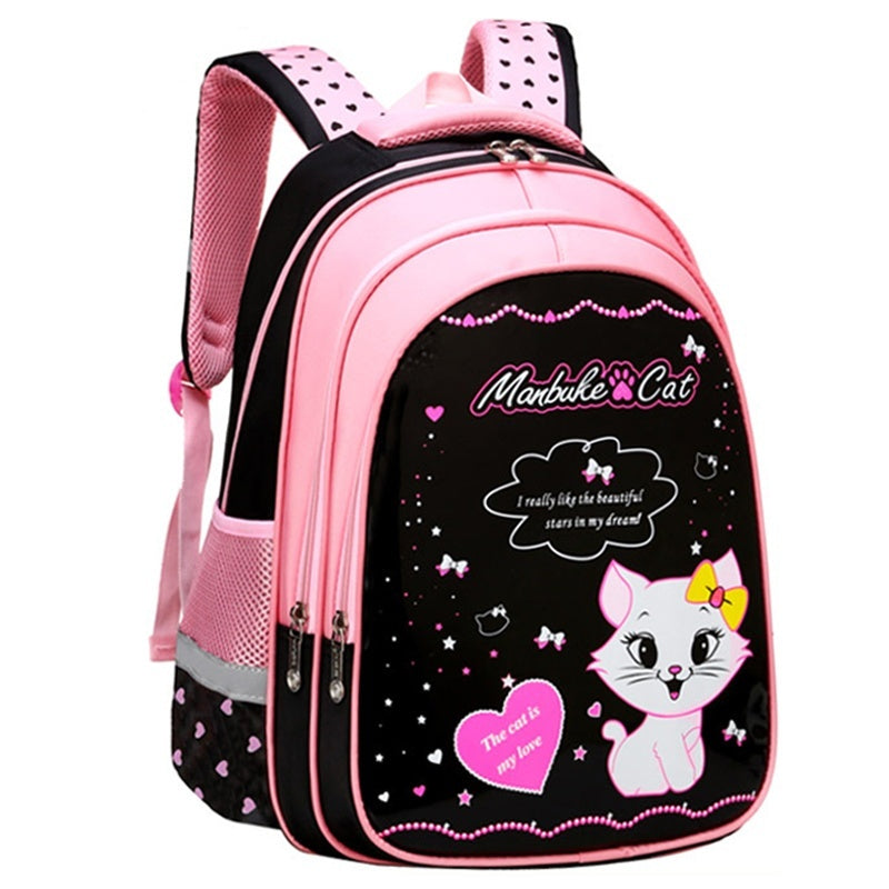 Kids School Cute Cat Print Backpack Bigbuy
