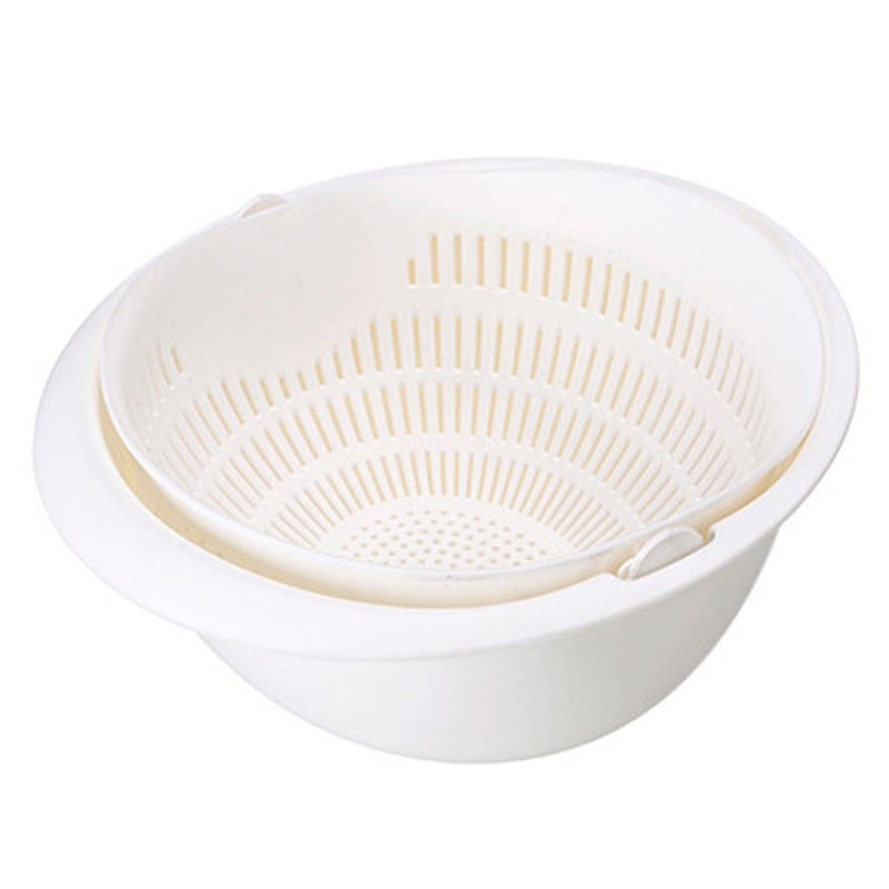 Portable detachable double-layer hollow fruit and vegetable cleaning drain basket Washed rice noodles Bigbuy