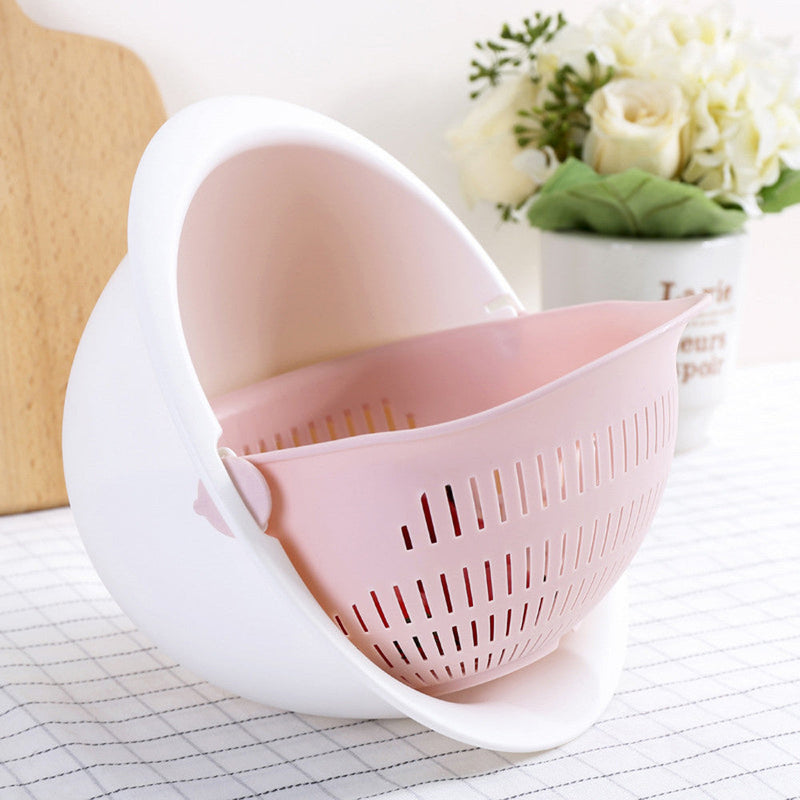 Portable detachable double-layer hollow fruit and vegetable cleaning drain basket Washed rice noodles Bigbuy