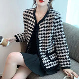New Plaid Mink Velvet Coat Loose Flattering Knit Cardigan Sweater Bigbuy