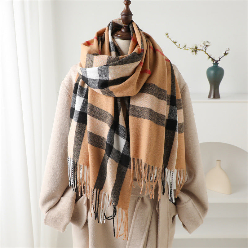 Cashmere-like Plaid Warm Shawl Scarf Unisex All-matching Bigbuy