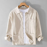 Casual Cotton And Linen Men's Long-sleeved Coat Bigbuy