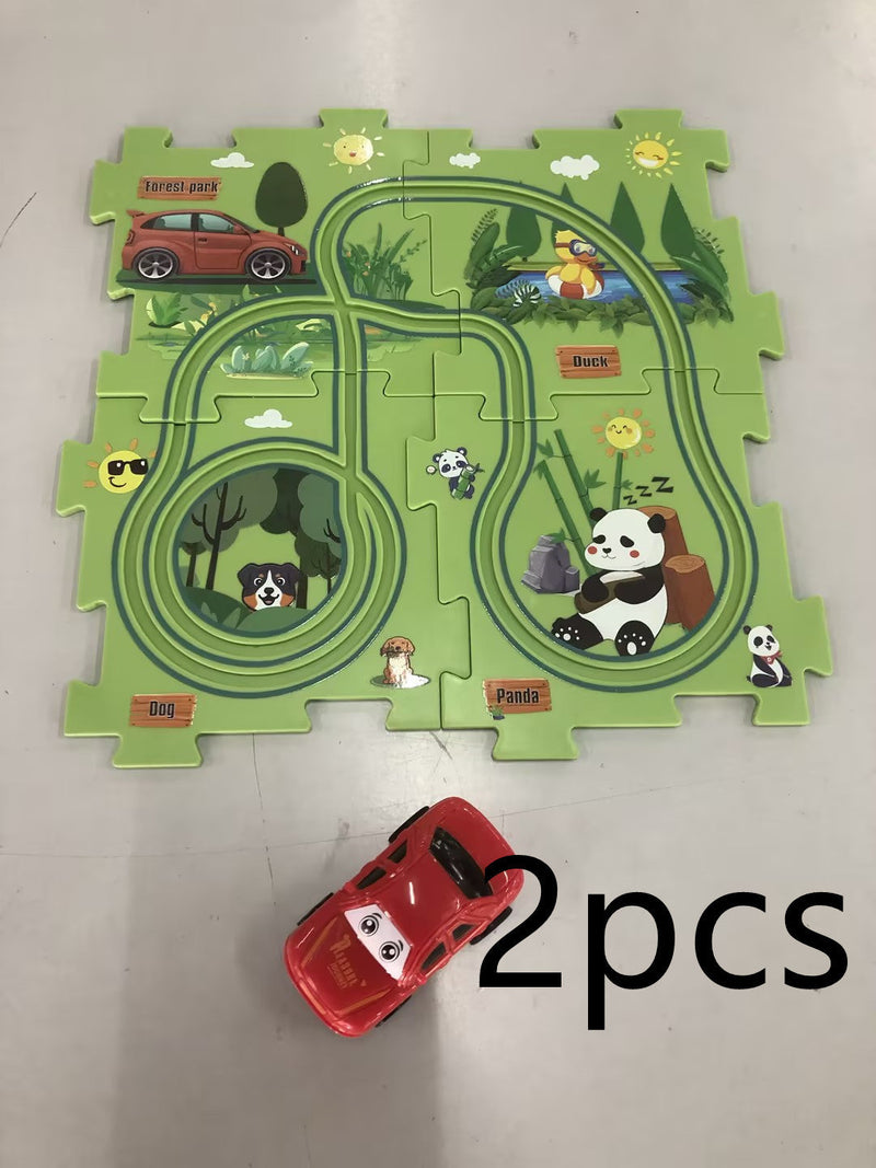 Children Puzzle Electric Railroad Speeder DIY Assembly Electric Car Automatic Rail City Scene Construction Education Toy Gift Bigbuy