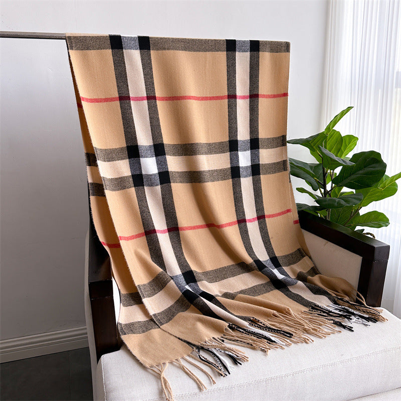Cashmere-like Plaid Warm Shawl Scarf Unisex All-matching Bigbuy