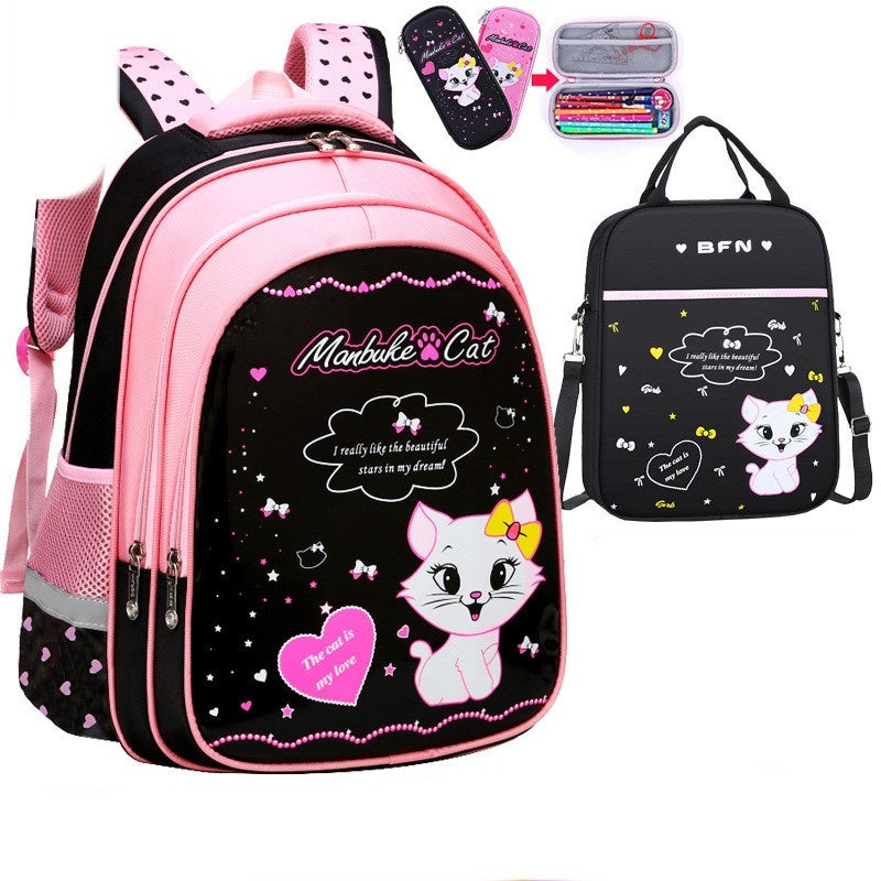 Kids School Cute Cat Print Backpack Bigbuy