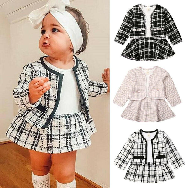 Long-sleeved Dresses Two-piece Children's Baby Small Incense Wind Suit Bigbuy