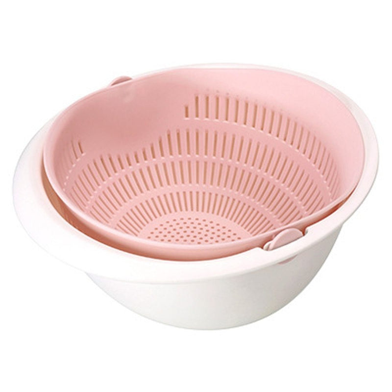 Portable detachable double-layer hollow fruit and vegetable cleaning drain basket Washed rice noodles Bigbuy