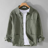 Casual Cotton And Linen Men's Long-sleeved Coat Bigbuy