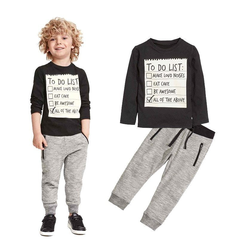 Kids Boys Clothing Set Baby Boy Casual Clothes Spring Autumn Ccotton Long Sleeves T-shirt Pants 2pcs Suit For 3-7 Years Bigbuy