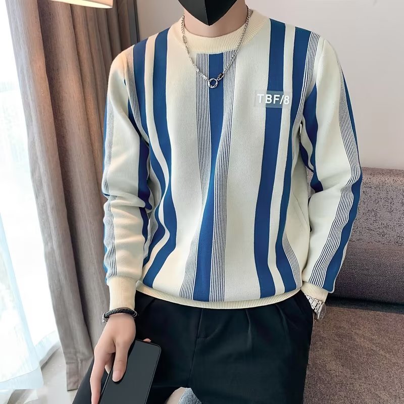 Contrast Color Sweater Striped Innerwear Knitwear Long-sleeved Top Bigbuy
