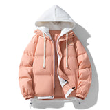 Fake Two-piece Cotton-padded Coat Thickened Hooded Warm Jacket Bigbuy