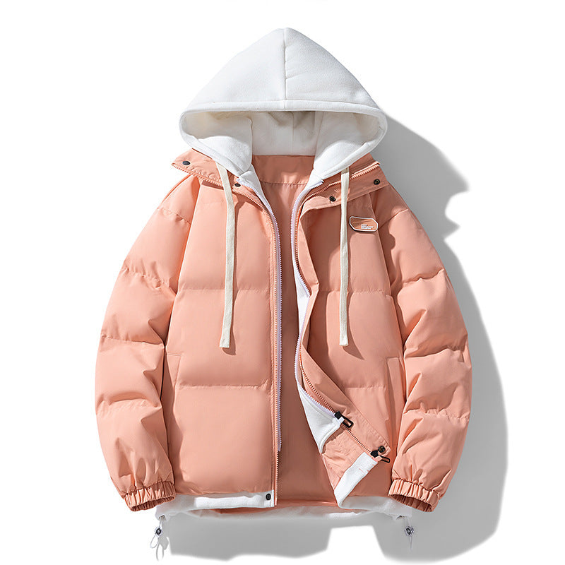 Fake Two-piece Cotton-padded Coat Thickened Hooded Warm Jacket Bigbuy