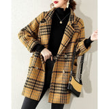 Buckle Lapel Long Sleeve Fashion Hepburn Style Woolen Coat Bigbuy